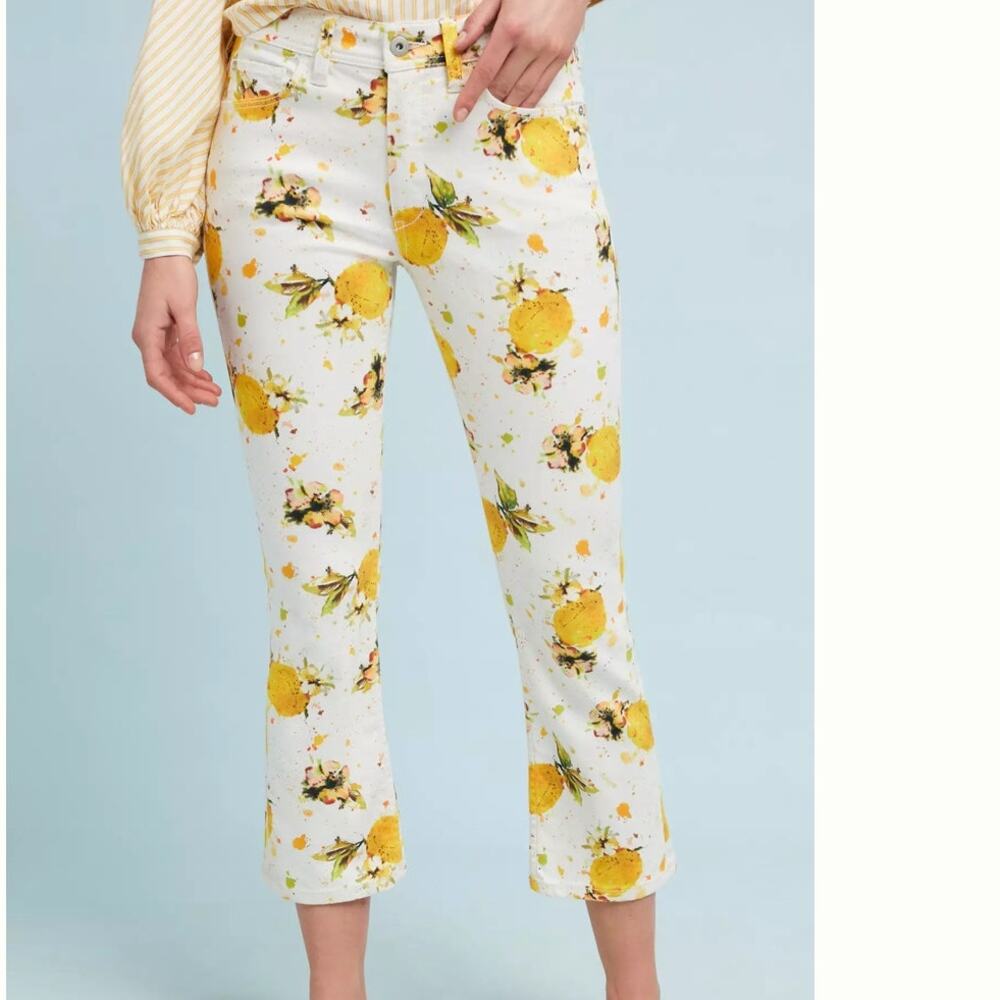 Pilcro and the Letterpress ANTHROPOLOGIE Lemon Grove High-Rise Cropped Jeans 27 - Picture 2 of 9